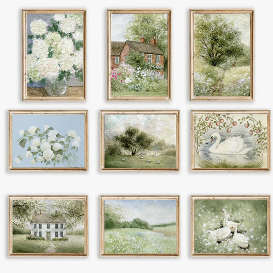 Vintage English Countryside Cottage Goose/Duck Canvas Wall Decor