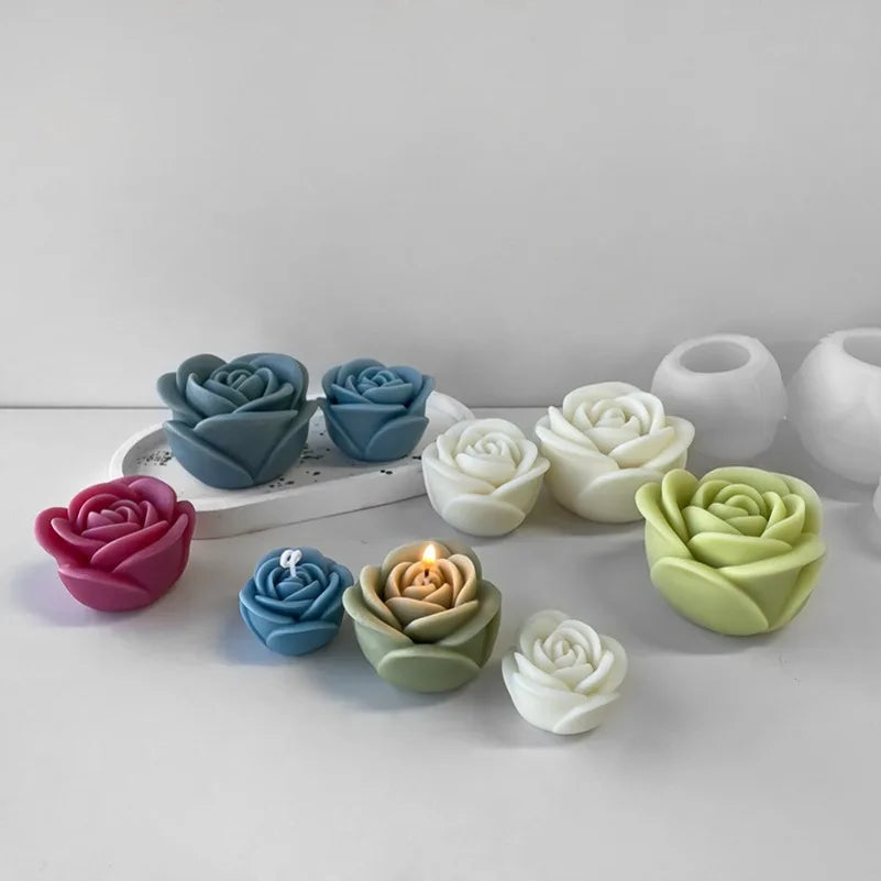 Valentine’s Day Rose Flower Silicone Candle Mold 3D Peony Soap