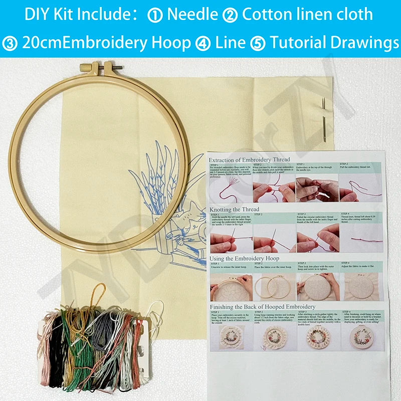 Hand Sewing Cross Stitch Kit – Hoop Frame & Supplies