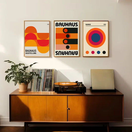 Bauhaus Colorful Abstract Poster Vintage Aesthetic Canvas Decor