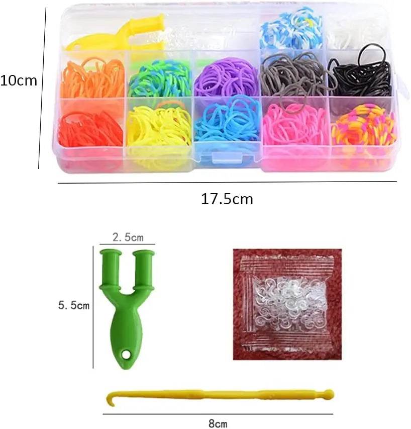 600Pcs Loom Rubber Bands Set 12 Colors DIY Bracelet Kit