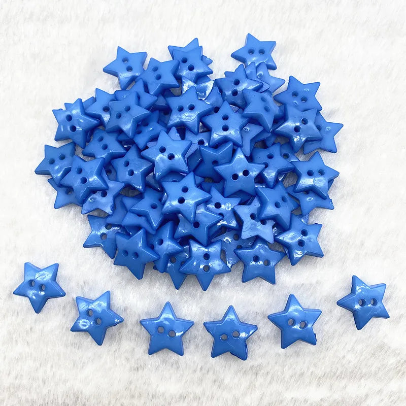 Five‑Pointed Star Resin Buttons – 12/15/20mm, Two‑Eye, Multicolor for Sewing & Scrapbooking