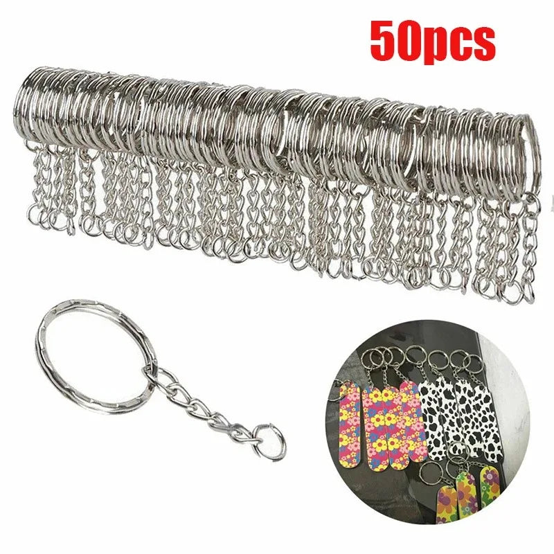 Metal Keychains with Split Ring – 10/50 pcs, Key Rings & Keyfob Holder for DIY