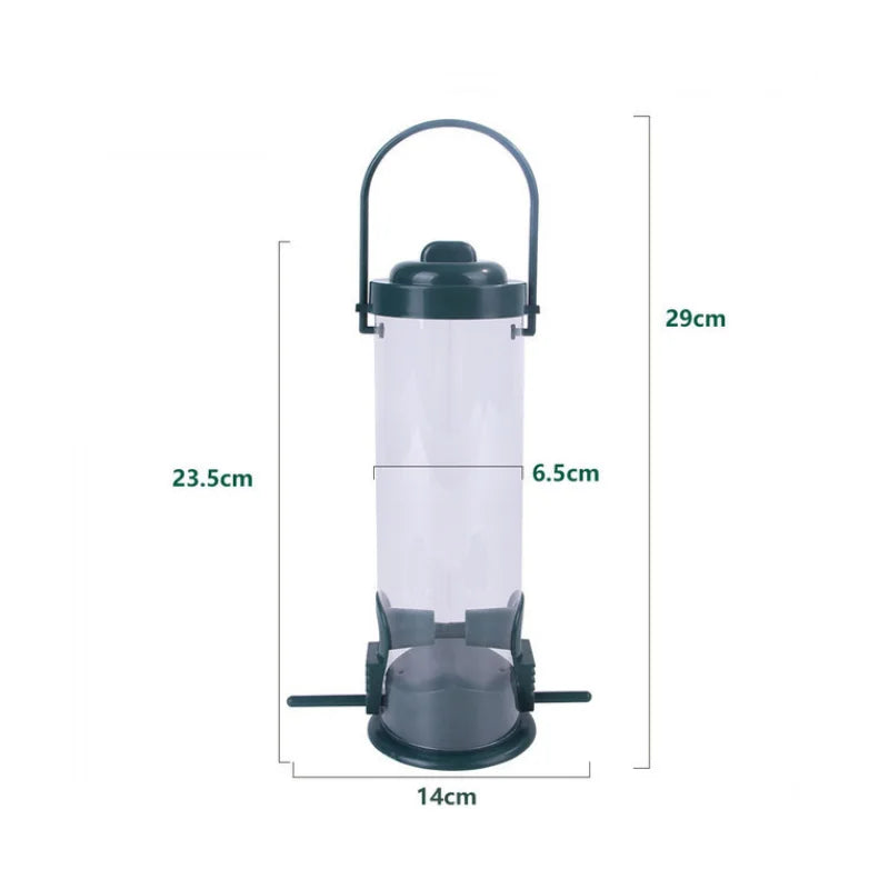 Outdoor Pet Bird Feeder, Hanging Automatic Dispenser with Multiple Holes