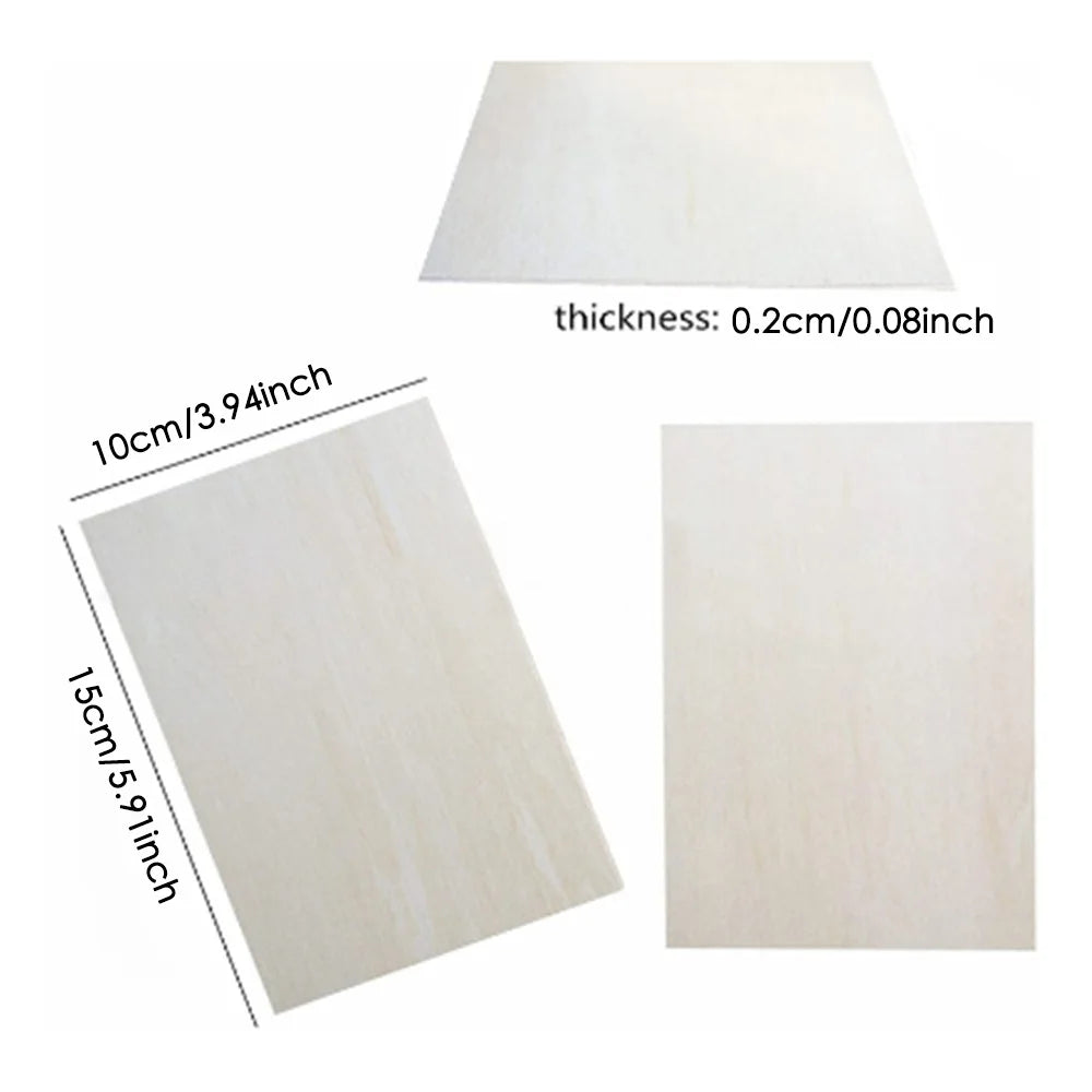 10‑Pack Thin Basswood Boards – 15×10cm, 2mm Unfinished Craft Model Material