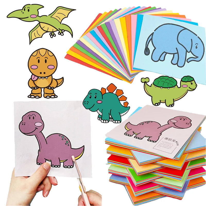 60Pcs DIY Paper Cut Set +Kids Safety Scissors Cartoon Animal