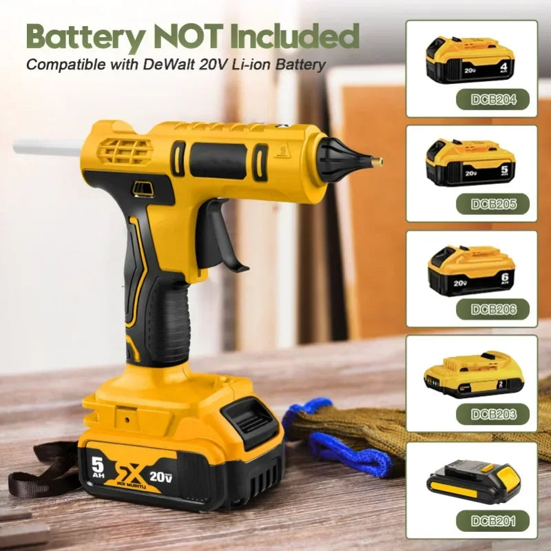 Cordless Electric Glue Gun Anti-scald Nozzle +10 Sticks For Dewalt