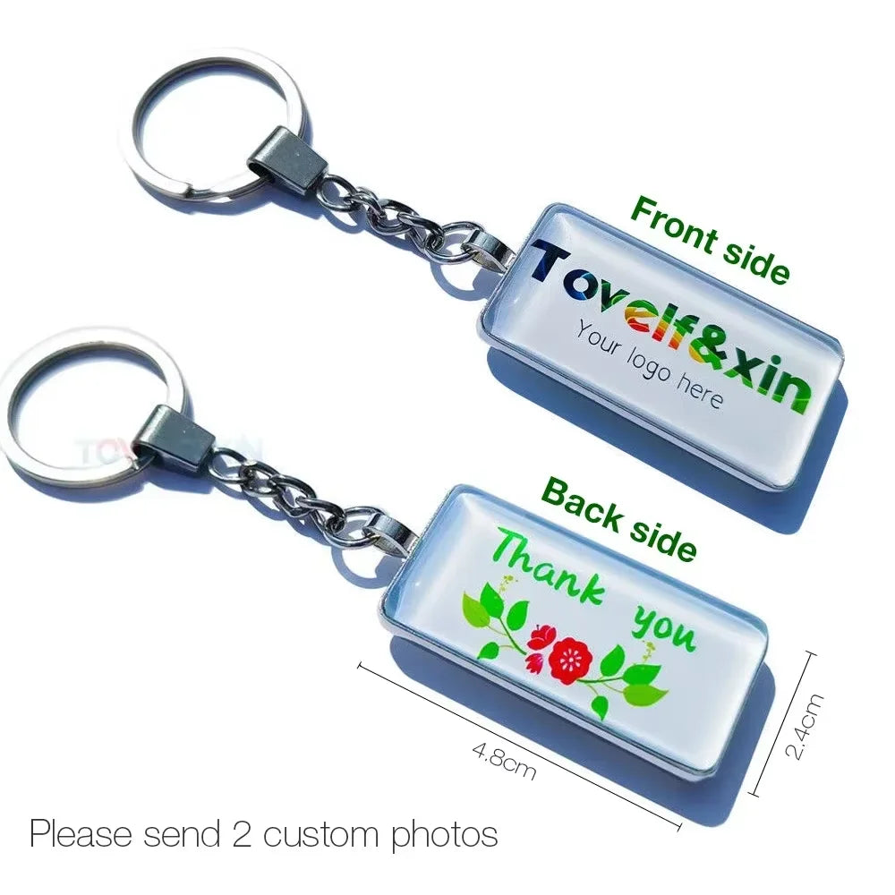 DIY Double‑Sided Custom Photo Keychain – Personalized Glass Cabochon for Family & Lovers