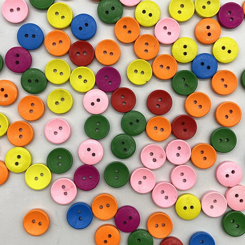 30-Pack Mixed Wood Buttons 15mm – Round & Monogrammed