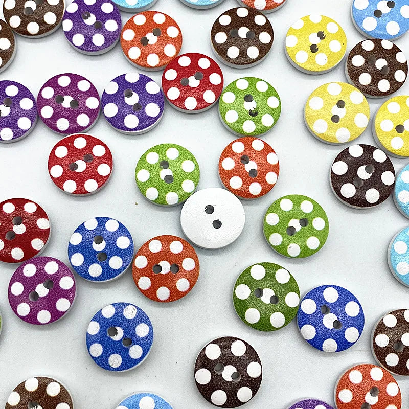 30-Pack Mixed Wood Buttons 15mm – Round & Monogrammed