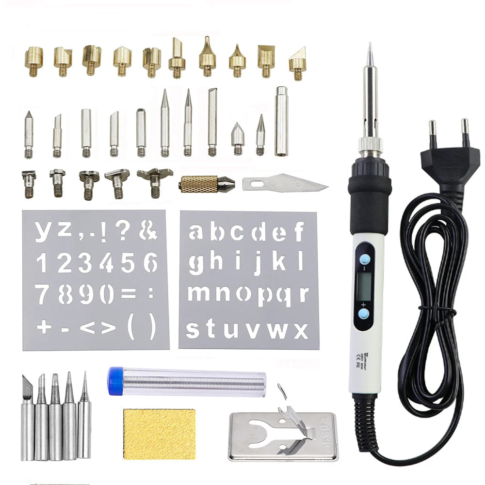 80W Wood Burning & Engraving Tool, Adjustable Temp Soldering Iron (220V/110V)