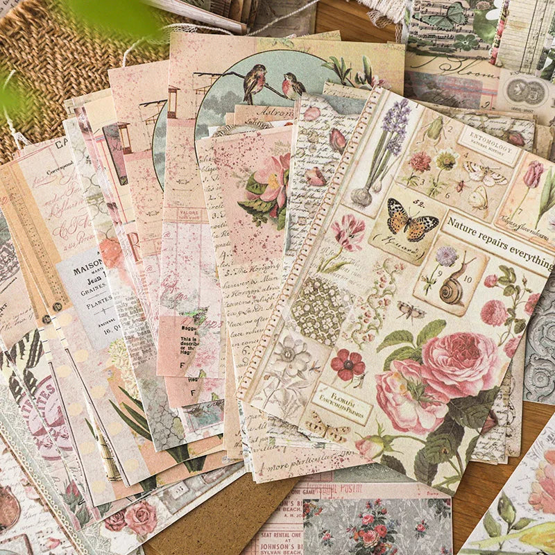 100Pcs Past Stories Vintage Scrapbooking Paper Journal Collage DIY Supplies