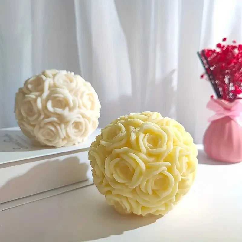 3D Rose Ball Candle Silicone Mold Valentine’s Flower Holder