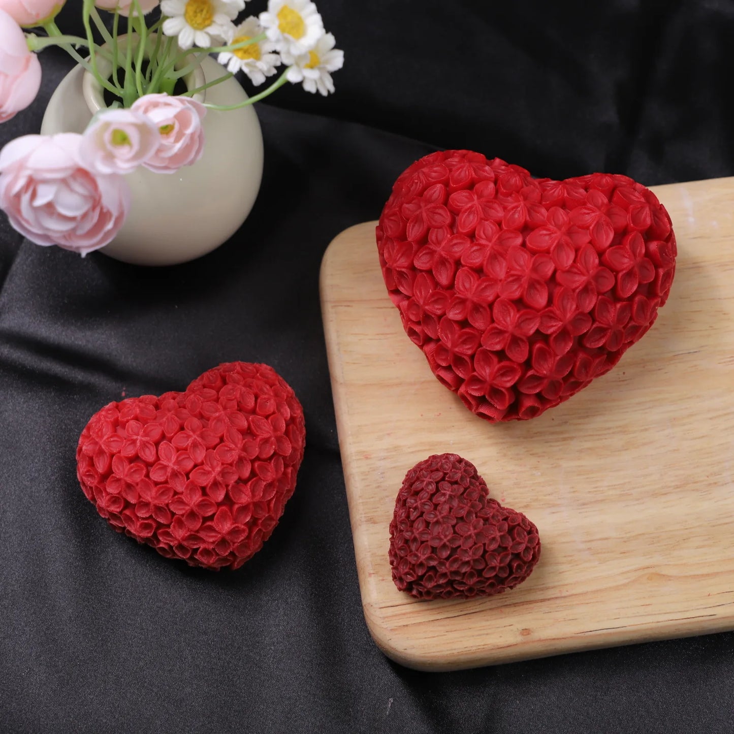 3D Love Heart Silicone Candle Mold Aromatherapy Resin Soap Kit