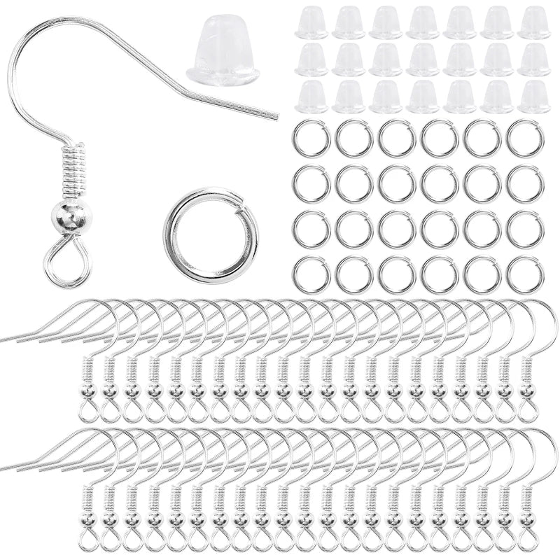 300-Pack Hypoallergenic Earring Hooks, Jump Rings & Rubber Backs