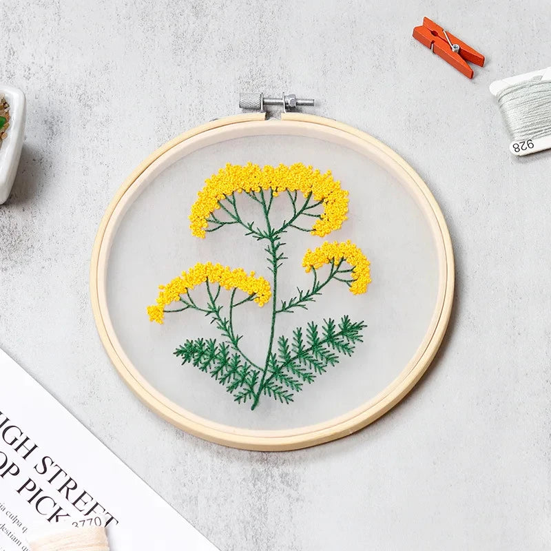 DIY Embroidery Starter Kit – Flowers & Plants Pattern