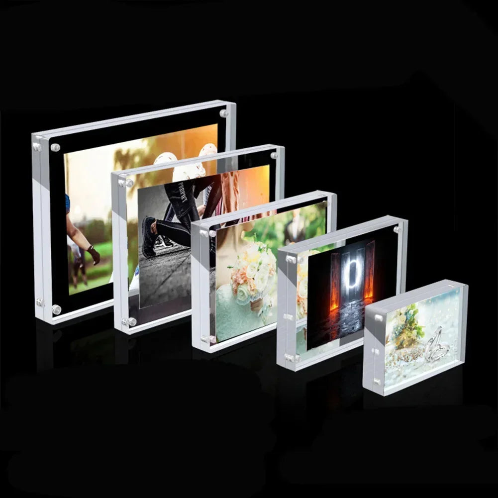 1 Pc Acrylic Magnetic Photo Frame 3/5mm Transparent Stand Desk Decor