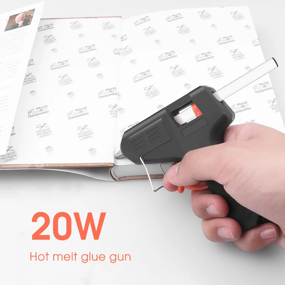 20W Hot Glue Gun Kit 7mm Sticks Temperature Adjustment Copper Nozzle