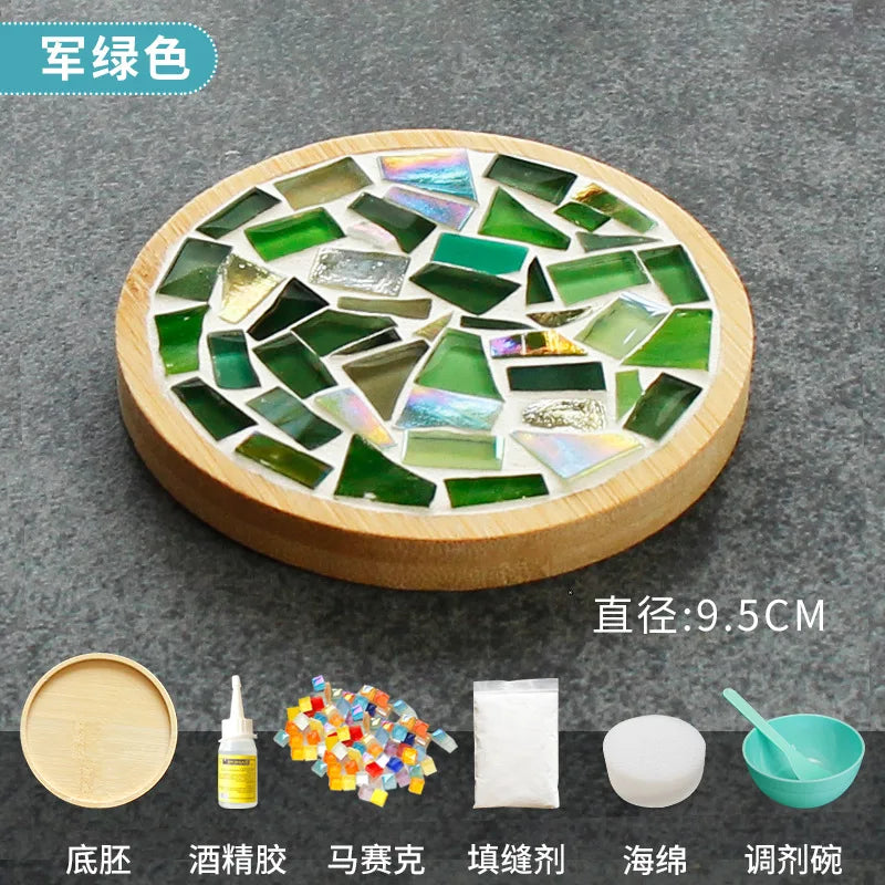 DIY Mosaic Bamboo Coaster Heart/Square Parent-Child Craft