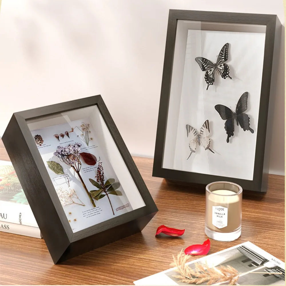 Floating Wood Deep Box Display Frame For Flowers & Memories