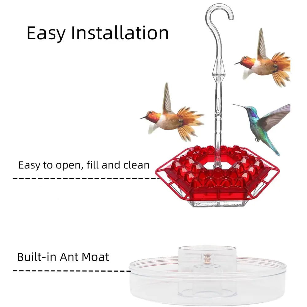 Hanging Hummingbird Feeder, Easy‑Clean & Refill, Perch & Ant Moat