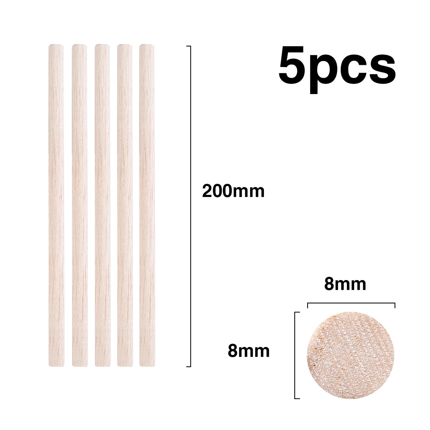 Balsa Wood Round Sticks – 3–30 pcs/Lot, 3–12mm Diameter, 10–50cm Length for Model Building