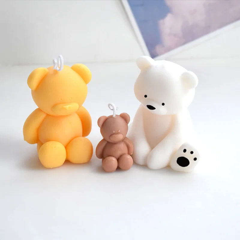 3D Bear Silicone Candle Mold DIY Soap Ice Cube Baking Birthday Gift