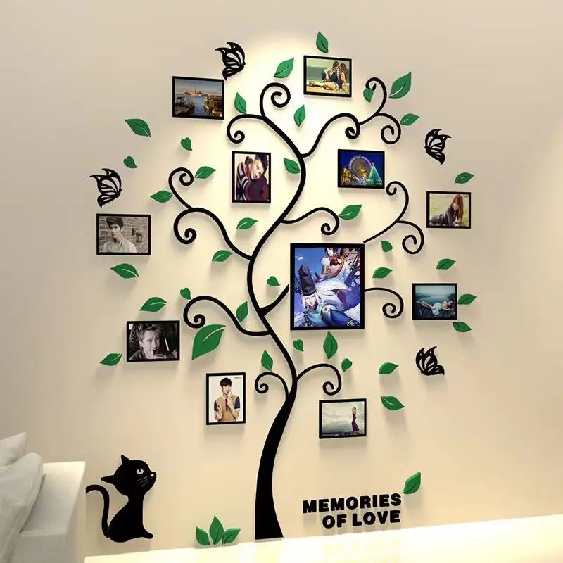 3D Acrylic Mirror Wall Stickers DIY Photo Frame Family Tree Decor