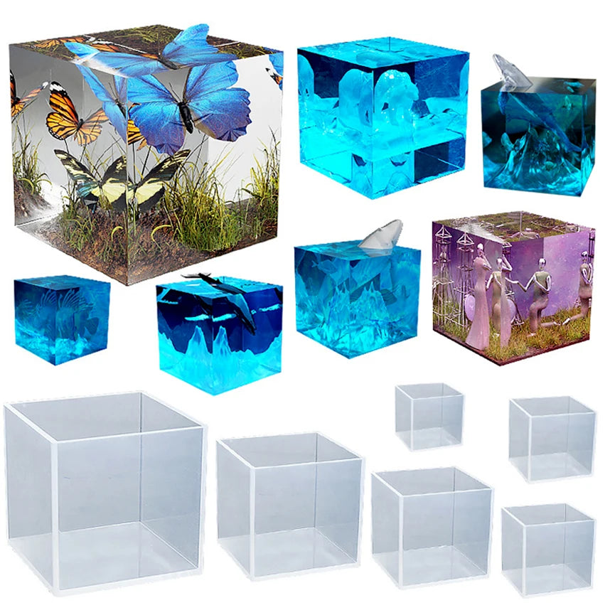 3D Cube Silicone Mold for UV Resin – DIY Jewelry Pendant & Tabletop Ornament