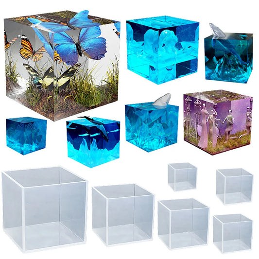 3D Cube Silicone Mold for UV Resin – DIY Jewelry Pendant & Tabletop Ornament