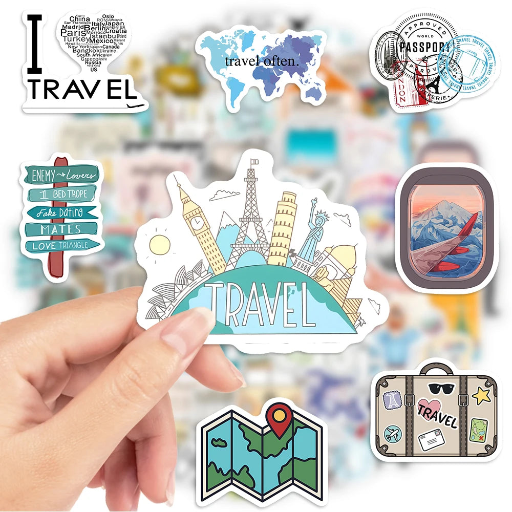 Travel Holiday Stickers DIY Waterproof Luggage Scrapbook