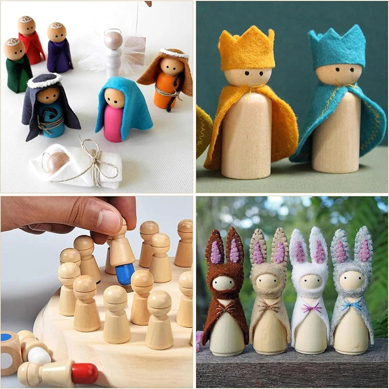 Wooden Peg Dolls – 2/5/10 pcs Unfinished for DIY Painting & Art Craft Decoration