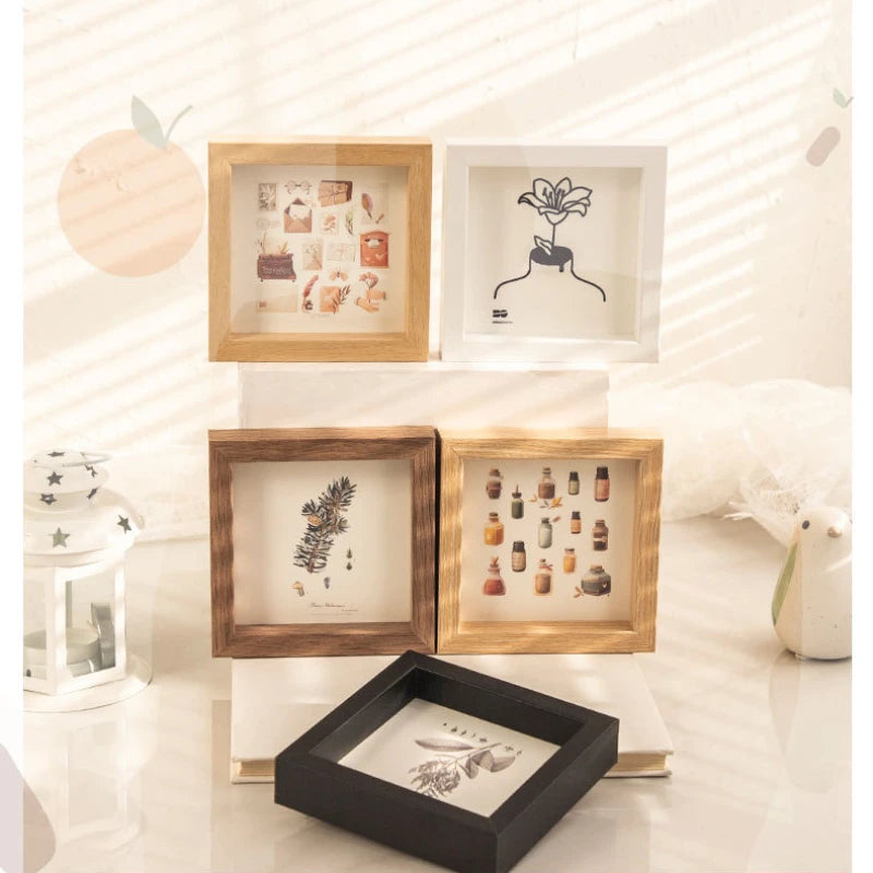 Minimalist Wood Square Frame 4–8 Inch Wall/Tabletop Display