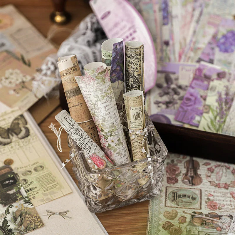 100Pcs Past Stories Vintage Scrapbooking Paper Journal Collage DIY Supplies