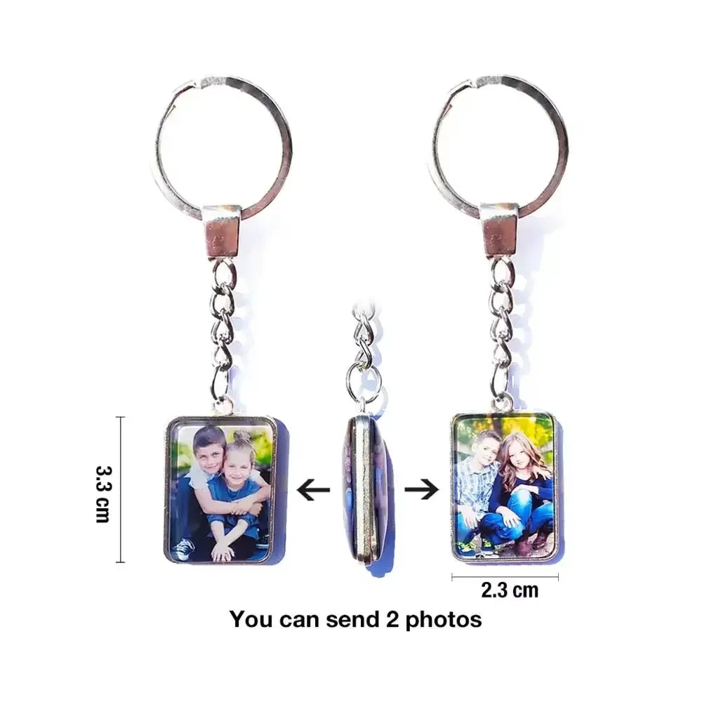 DIY Double‑Sided Custom Photo Keychain – Personalized Glass Cabochon for Family & Lovers