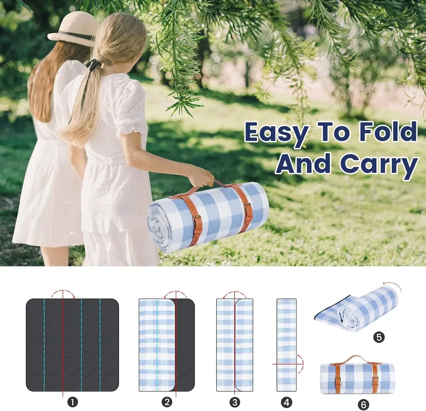 Extra-Large Waterproof Foldable Picnic Blanket for 8 Adults (Beach/Outdoor)