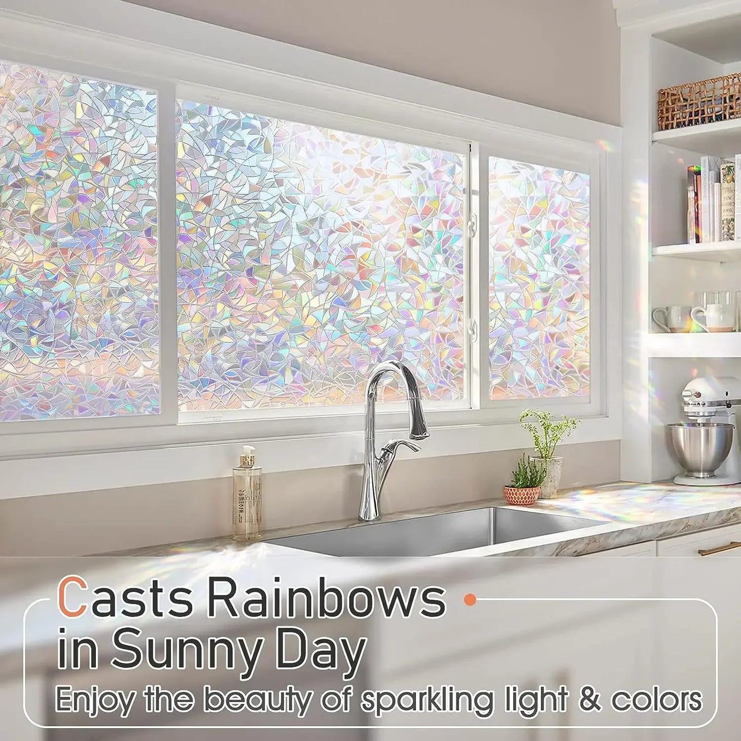 Rainbow 3D Stained Glass Window Clings – Static Decals