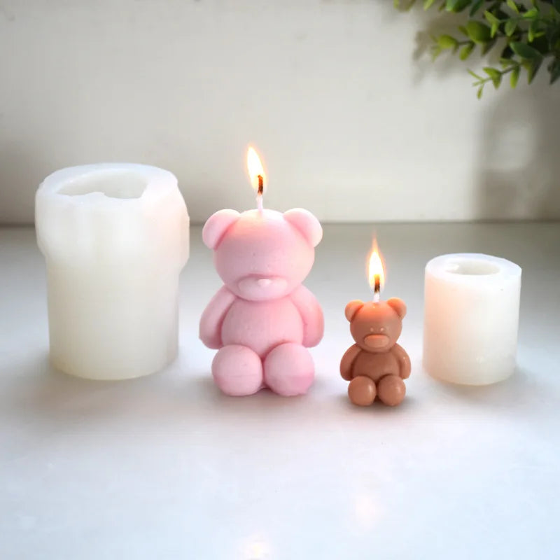 3D Bear Silicone Candle Mold DIY Soap Ice Cube Baking Birthday Gift