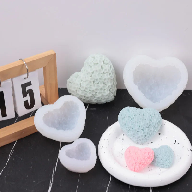 3D Love Heart Silicone Candle Mold Aromatherapy Resin Soap Kit