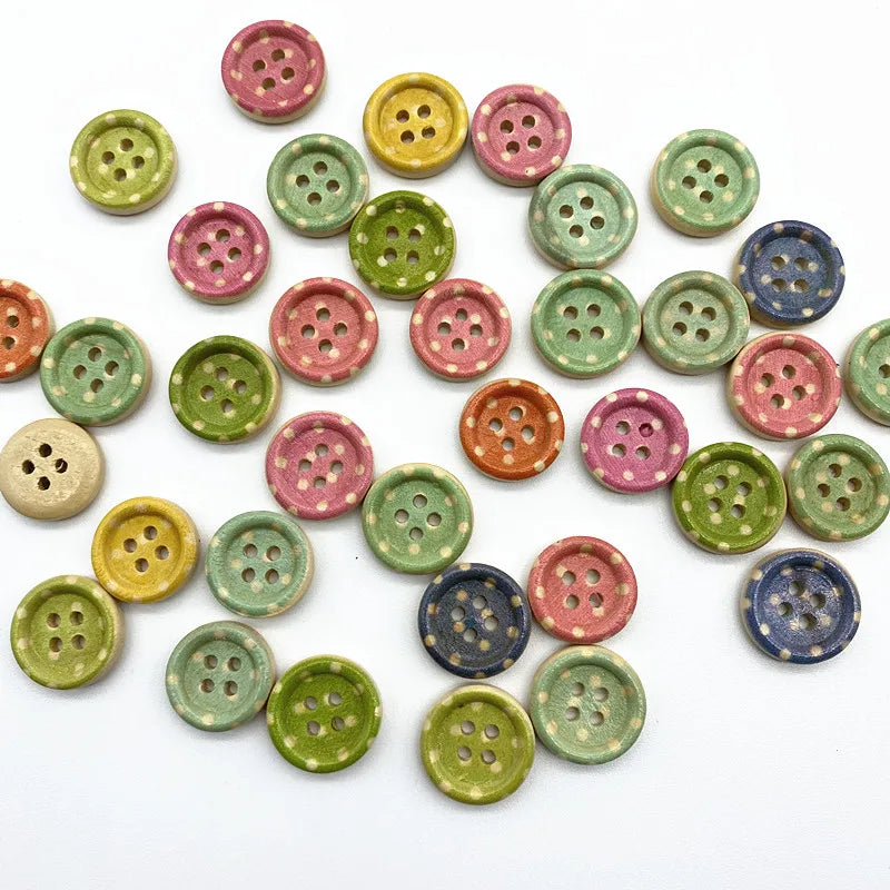 30-Pack Mixed Wood Buttons 15mm – Round & Monogrammed