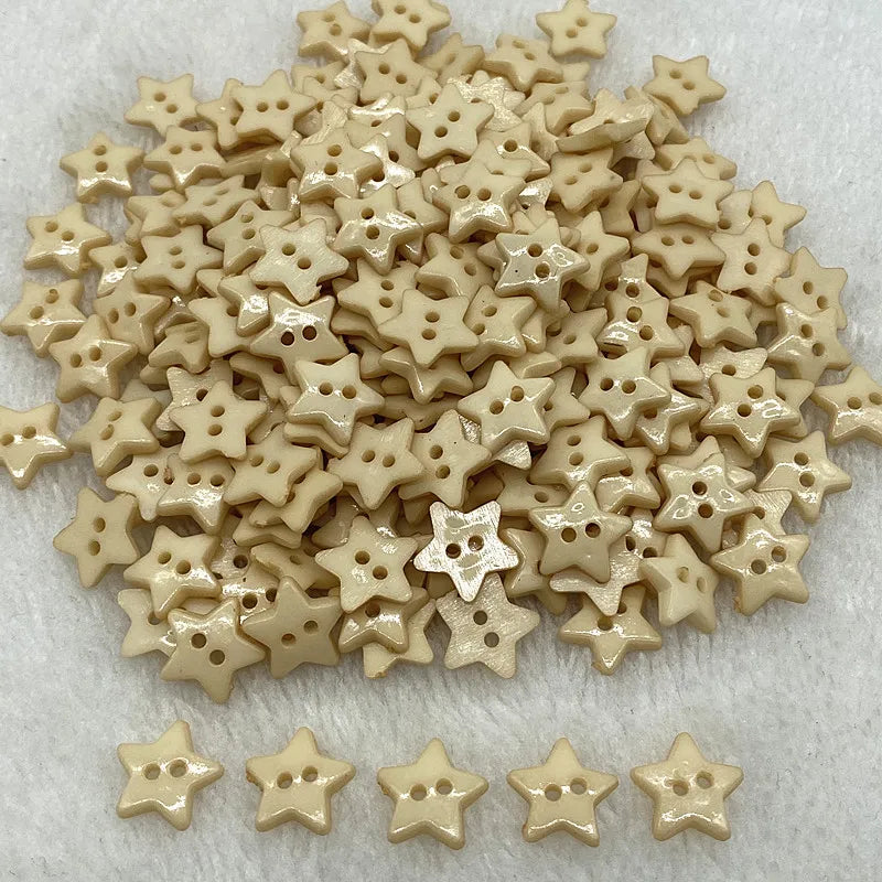 Five‑Pointed Star Resin Buttons – 12/15/20mm, Two‑Eye, Multicolor for Sewing & Scrapbooking