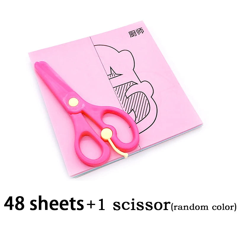 60Pcs DIY Paper Cut Set +Kids Safety Scissors Cartoon Animal