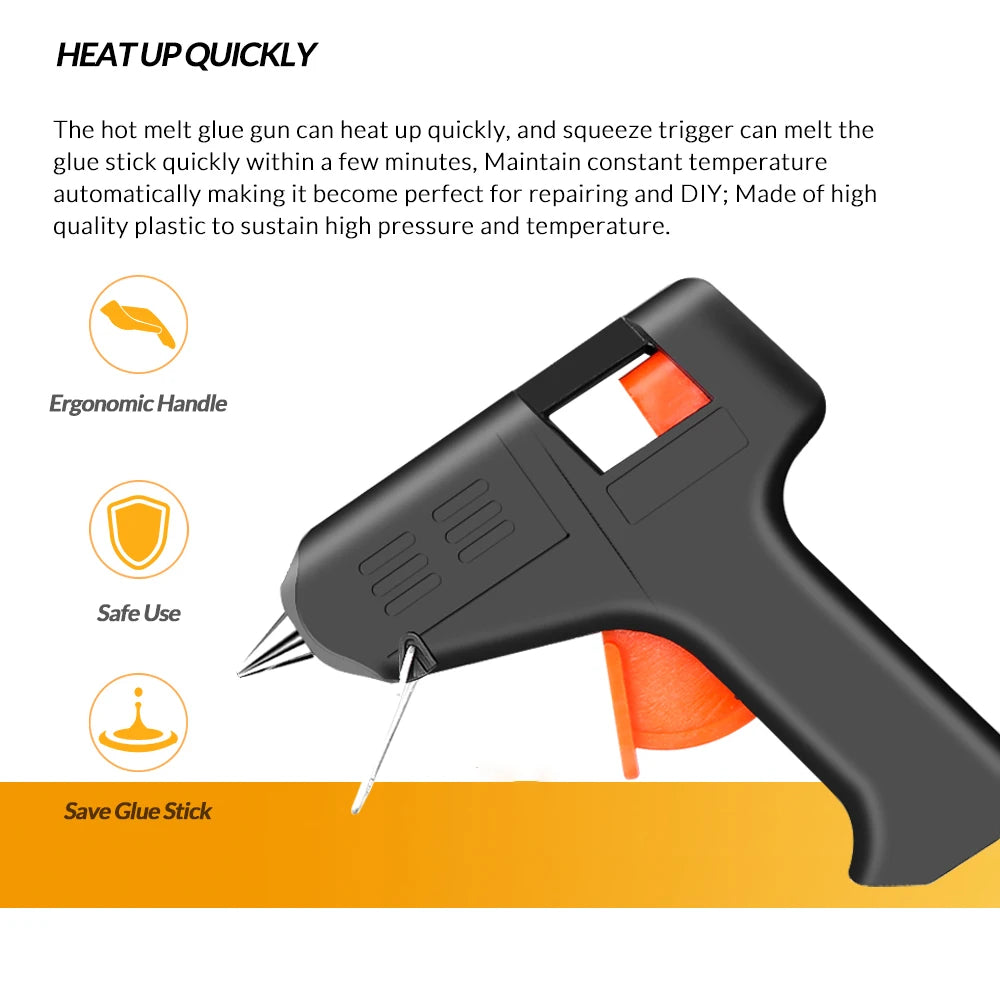 20W Hot Glue Gun Kit 7mm Sticks Temperature Adjustment Copper Nozzle