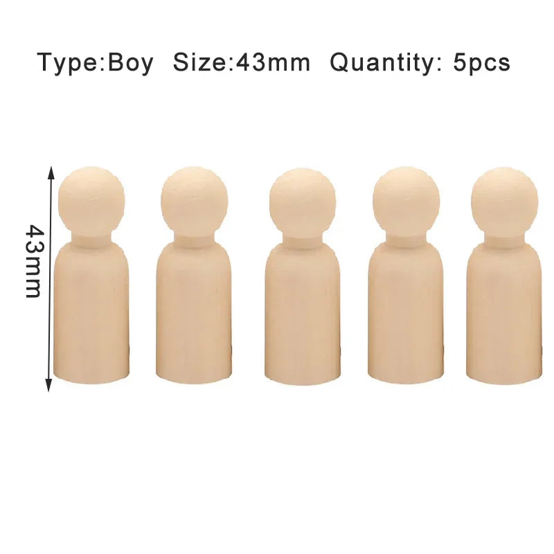 Wooden Peg Dolls – 2/5/10 pcs Unfinished for DIY Painting & Art Craft Decoration