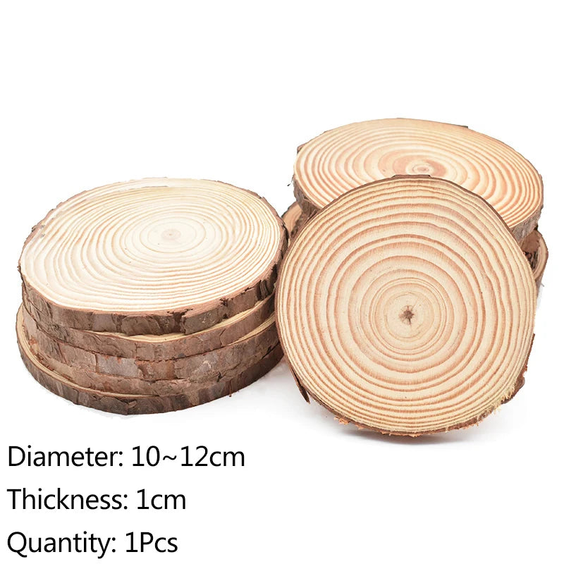 Natural Pine Wood Slices – 3–12cm Thick, Unfinished Round Discs with Bark for DIY Crafts & Rustic Decor