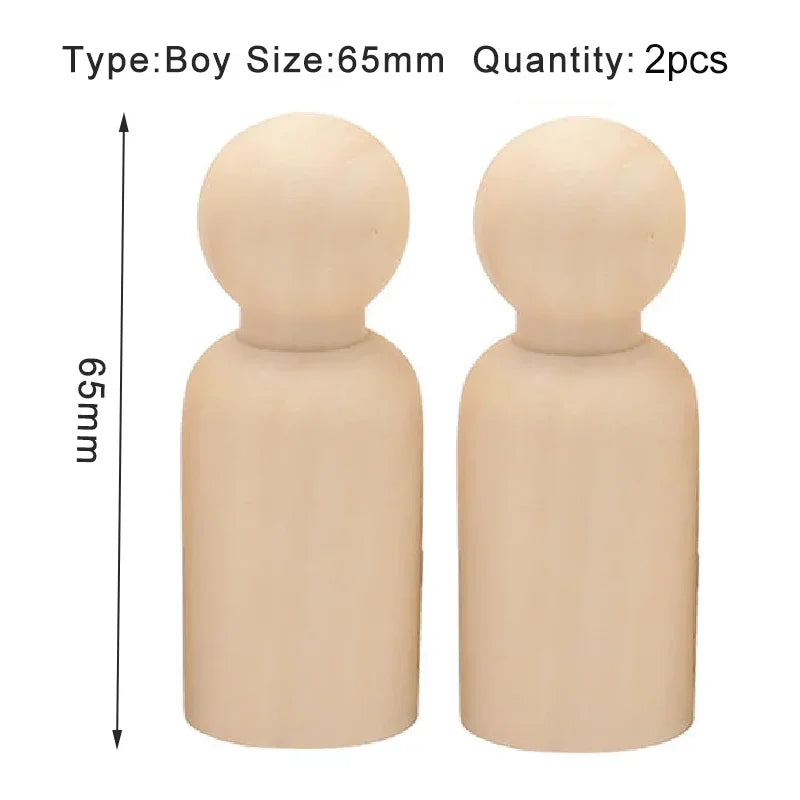 Wooden Peg Dolls – 2/5/10 pcs Unfinished for DIY Painting & Art Craft Decoration