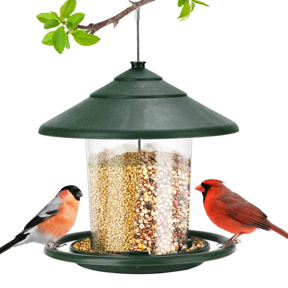 Hanging Wild Bird Feeder, Automatic Food Dispenser with Multiple Holes