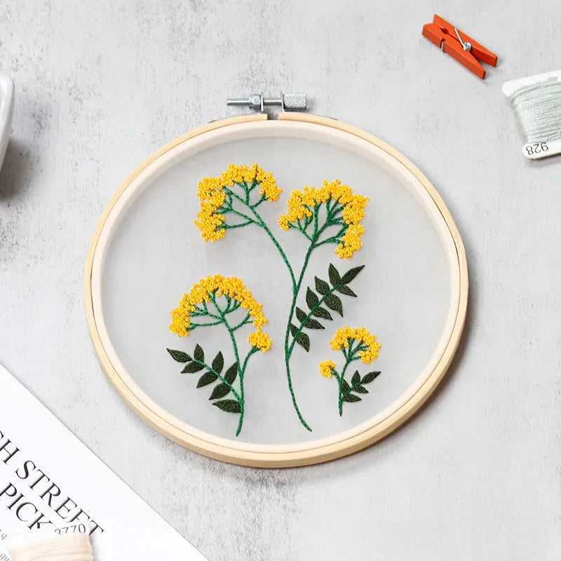 DIY Embroidery Starter Kit – Flowers & Plants Pattern