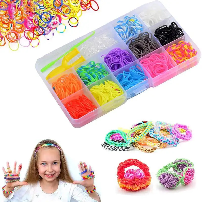 600Pcs Loom Bands 12 Colors DIY Bracelet Making Kids Gift