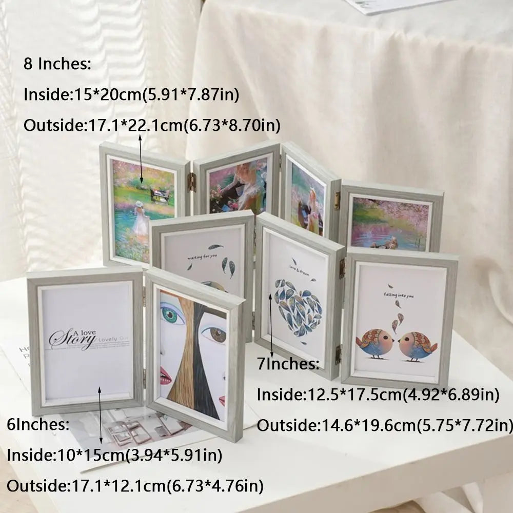 Creative Foldable Hinge Photo Frame 2/3/4/5 Linked Wooden